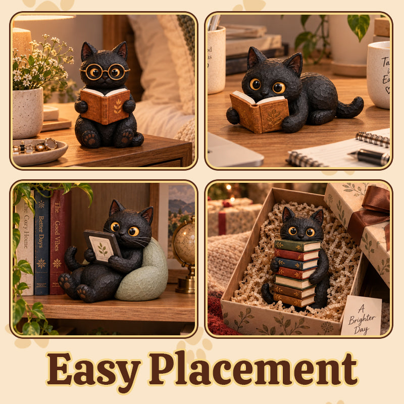 🐱 Figurine Chat Lecteur – Toujours Une Page de Plus à Lire