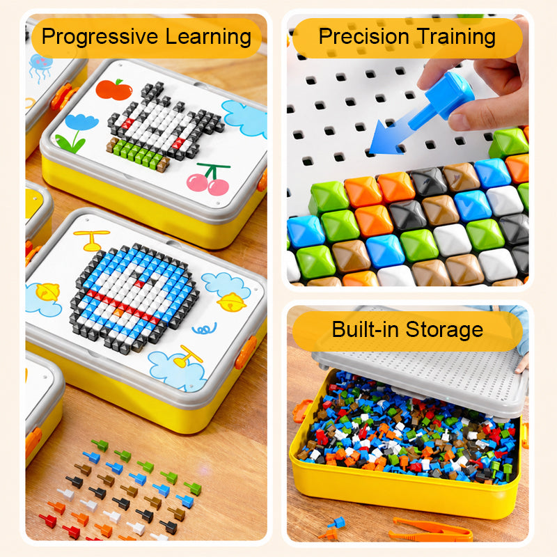 🎨Puzzle champignon à picots pour enfants--Cadeau créatif de construction et de reconnaissance des couleurs