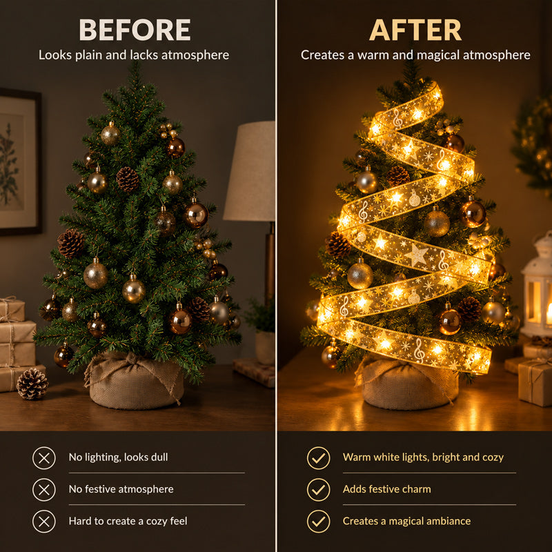 🎄 Guirlande LED ruban de Noël – Une lueur festive et chaleureuse pour votre sapin
