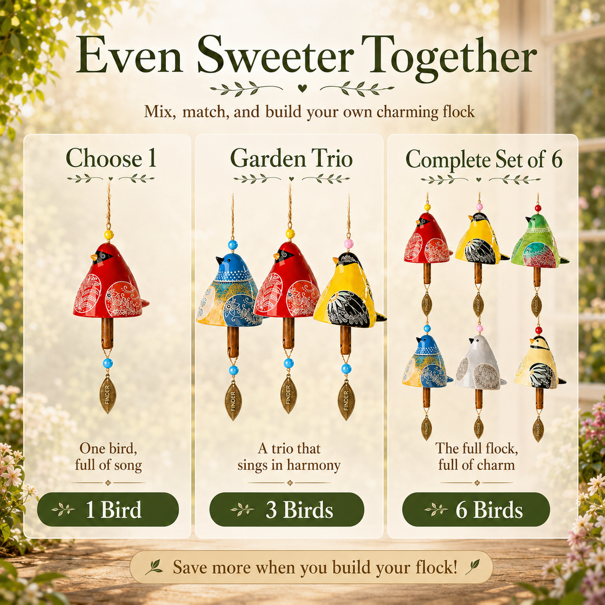 🐦 Oiseaux de jardin à suspendre – Six petites couleurs qui font chanter votre coin de jardin