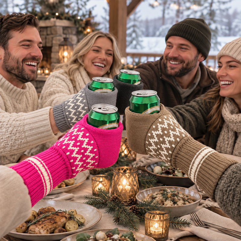 🍺 Gant à bière d'hiver – manchon porte-boisson rigolo et chaud pour vos boissons fraîches