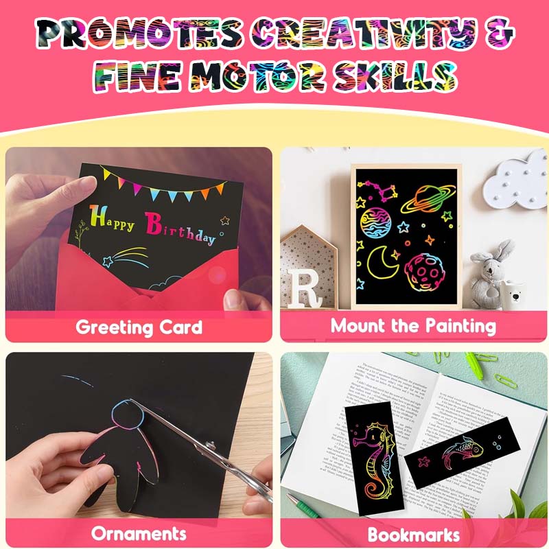 🌈Papier à Gratter Noir et Coloré