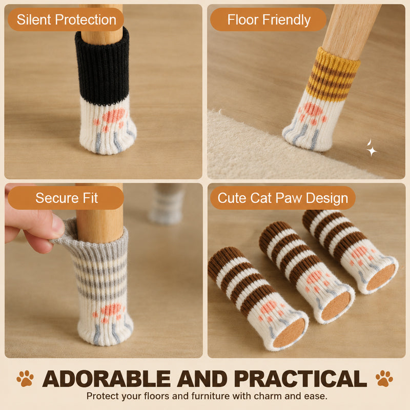 🐾🔇 Des sols plus silencieux, des chaises plus mignonnes — Protège-pieds en forme de pattes de chat
