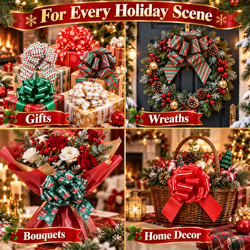 🎀 Nœuds décoratifs de Noël à tirer – Tirez une fois, obtenez un nœud parfait, la touche festive idéale pour vos cadeaux 🎁