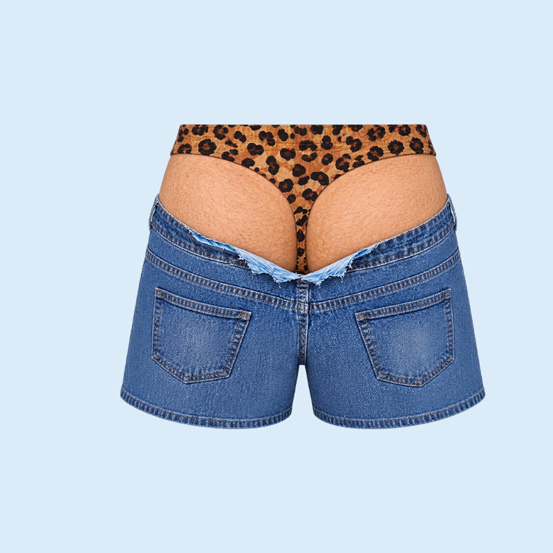 😄🐆Maillot de bain de plage amusant en jean imprimé léopard