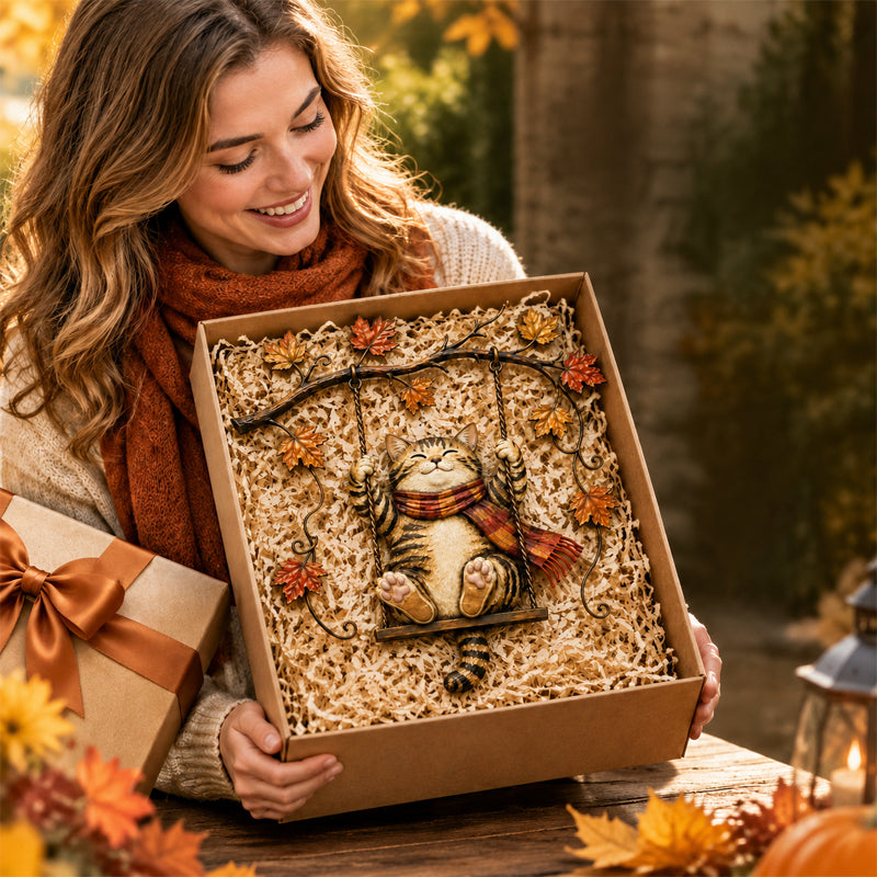 🍂🐱 Décoration murale chat d'automne--accrochez la chaleur de l'automne et un chat plein de charme