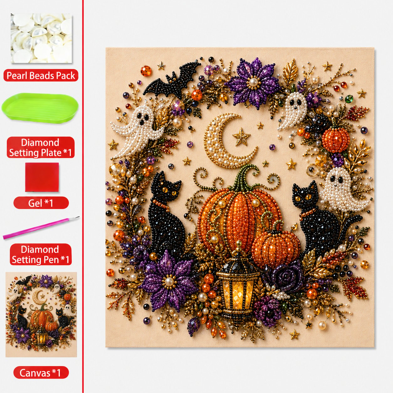 👻✨ Kit de bricolage artistique pour Halloween avec des perles – Transformez de minuscules perles en une magie à la fois effrayante et mignonne