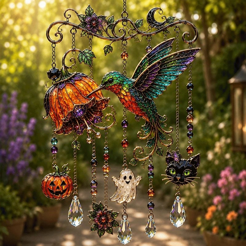 🎃Projetez une lumière arc-en-ciel avec des carillons éoliens gothiques pour Halloween ! 🎃✨