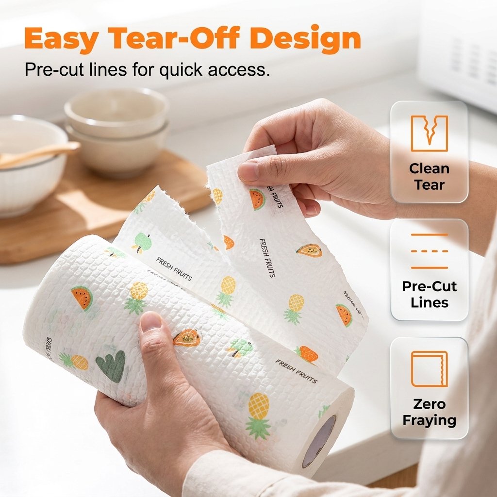 🧻 Rouleau de 50 lingettes nettoyantes réutilisables – Fini les essuie-tout jetables, place à l’économie et à l’efficacité