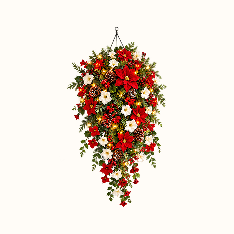 🎄🌺 Couronne de Noël lumineuse en cascade – Transformez n'importe quel espace en un décor festif !