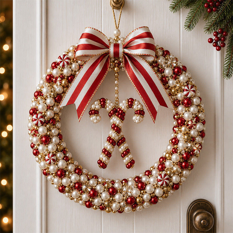 🎄✨ Kit DIY pour une couronne de Noël en perles – Décoration de porte de Noël faite main avec des perles 💎🎀