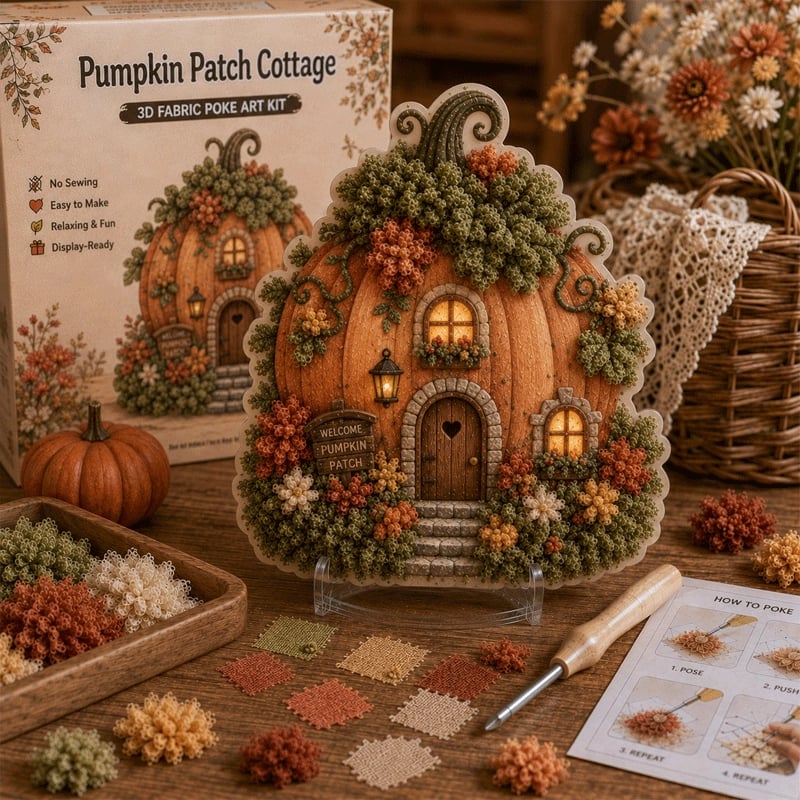 🏡🧵Kit Arte Tessile 3D "Poke Art" Villaggio Incantato 🧵✨