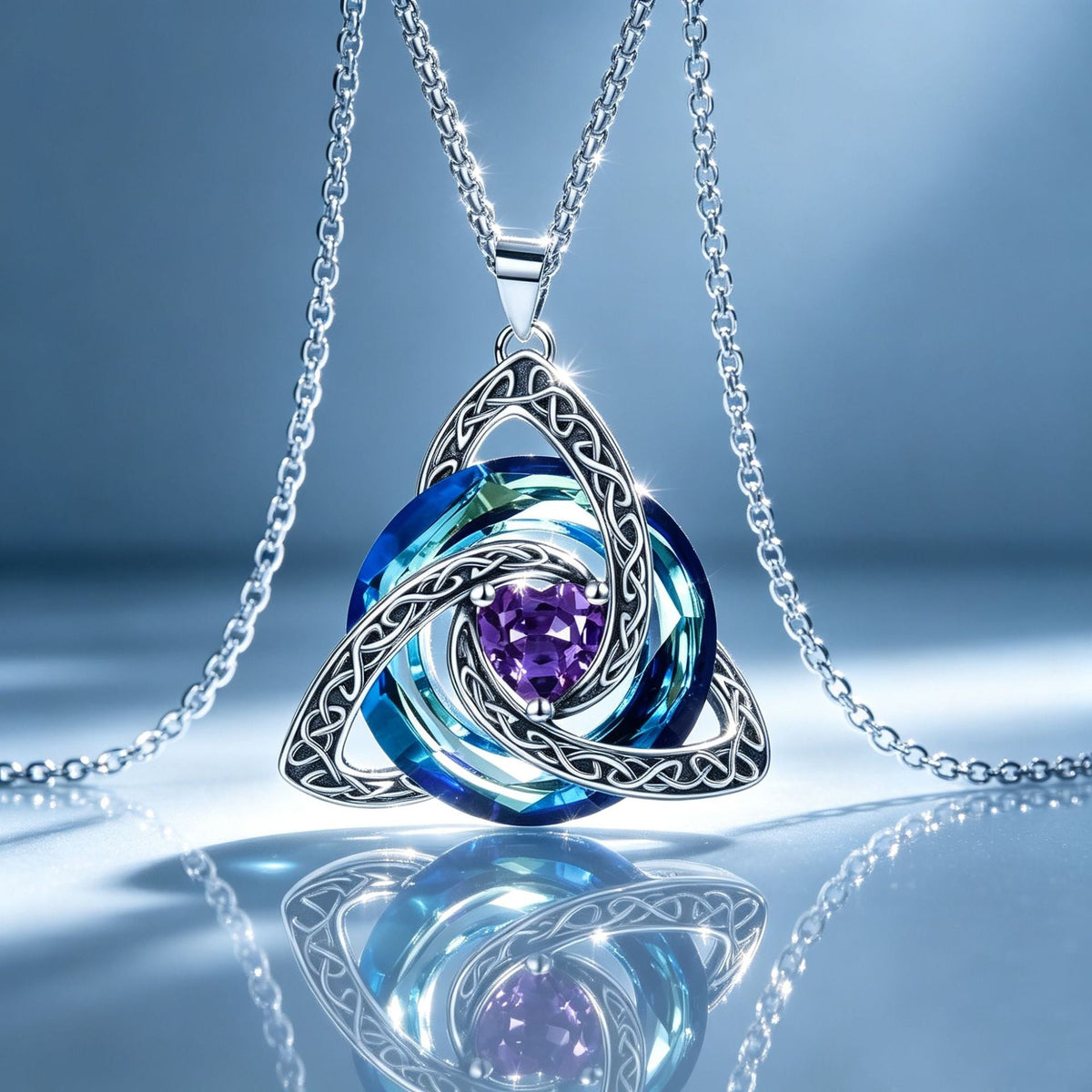 ✨Collier Trinité celtique avec pierre de naissance--un symbole de foi, d'amour et d'unité à porter au quotidien