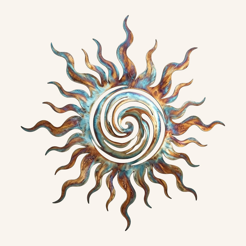 ☀️Décoration Murale Soleil En Silhouette Tourbillonnante Pour Intérieur Et Extérieur