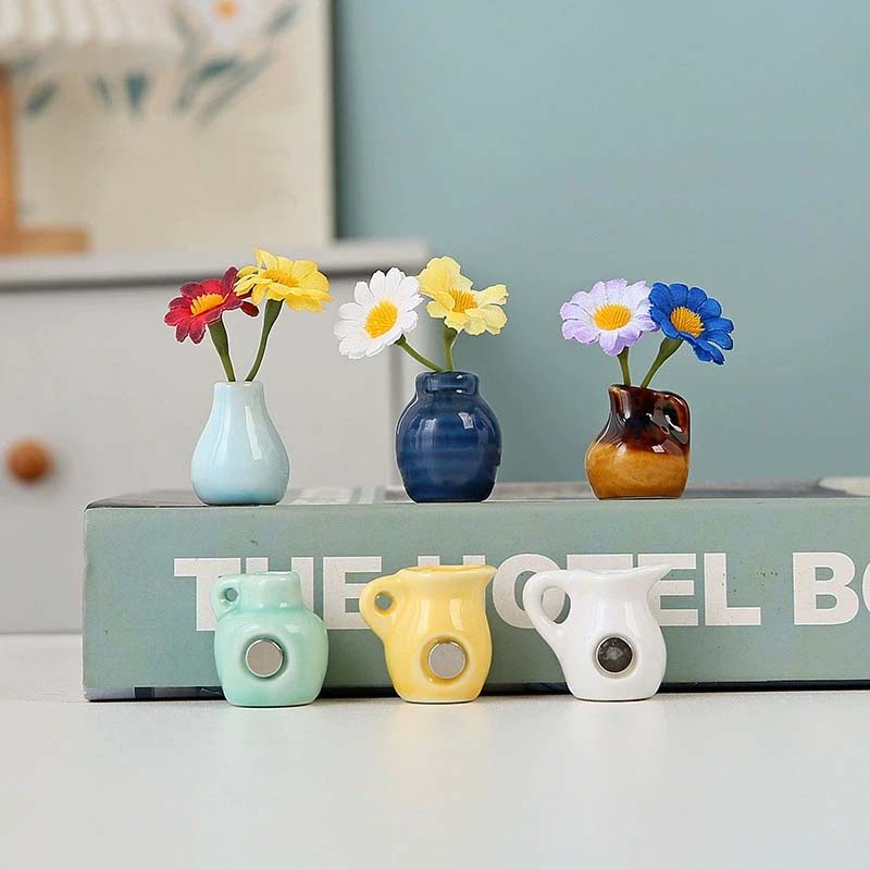 🌼 Mini-vases en céramique comme aimants pour réfrigérateu