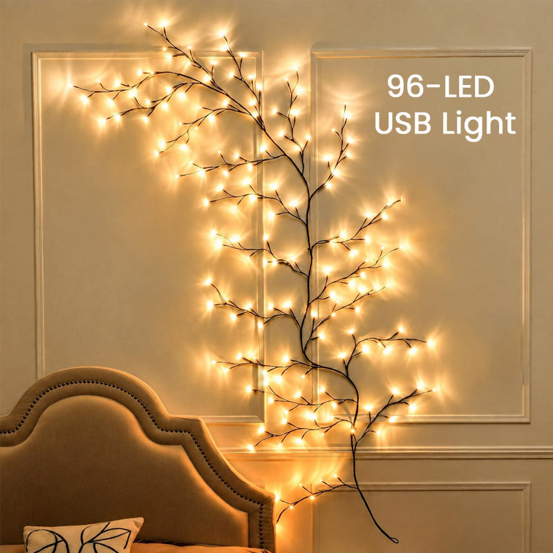 🎄✨ Branche lumineuse LED blanc chaud--transformez un mur vide en coin de Noël chaleureux