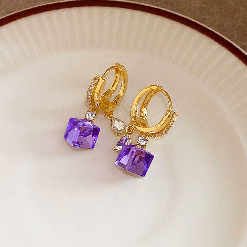 🔷Boucles d'oreilles en cristal en forme de morceaux de sucre✨