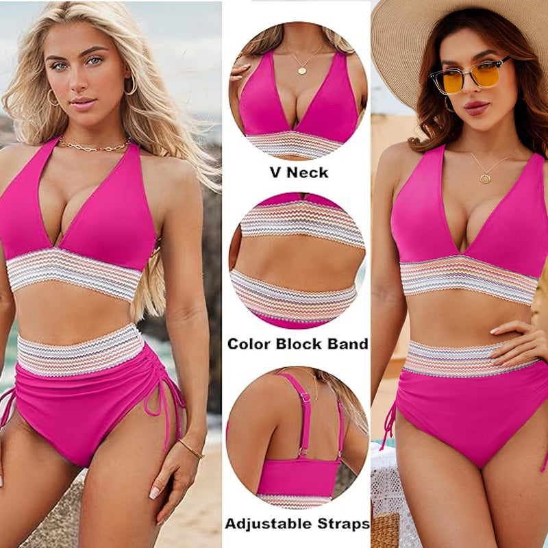 ☀️Vente spéciale d'été : 60% de réductio🏖️Ensembles de bikinis à taille haute avec contrôle du ventre et des couleurs
