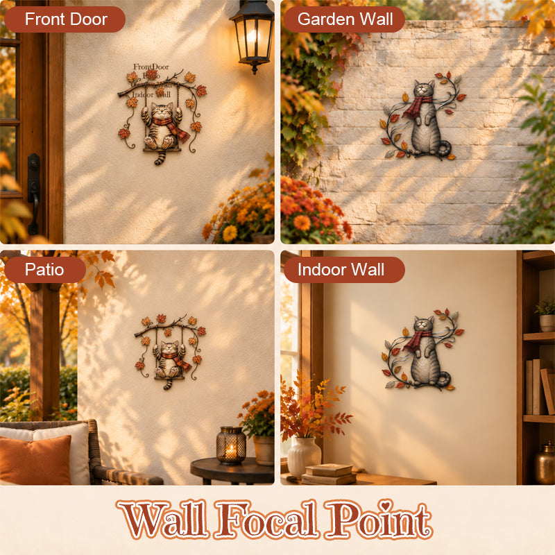 🍂🐱 Décoration murale chat d'automne--accrochez la chaleur de l'automne et un chat plein de charme