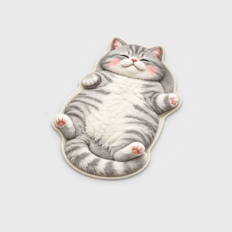 🐱 Tapis de sol absorbant en forme de chat – Un accueil de chat somnolent pour votre entrée ou votre chevet