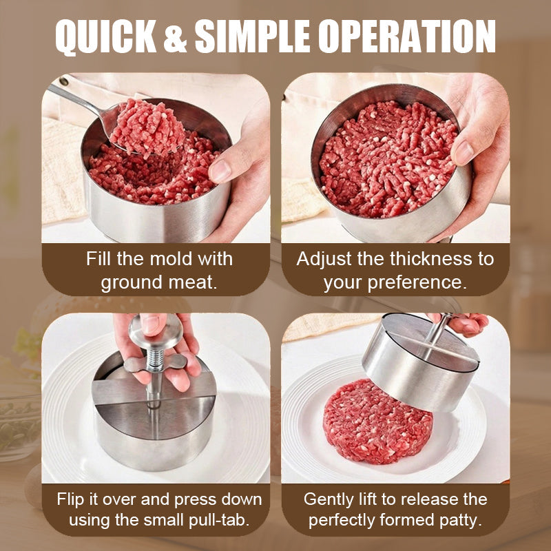 🍔Presse à hamburgers en acier inoxydable  | Réalisez facilement des steaks hachés parfaitement réguliers