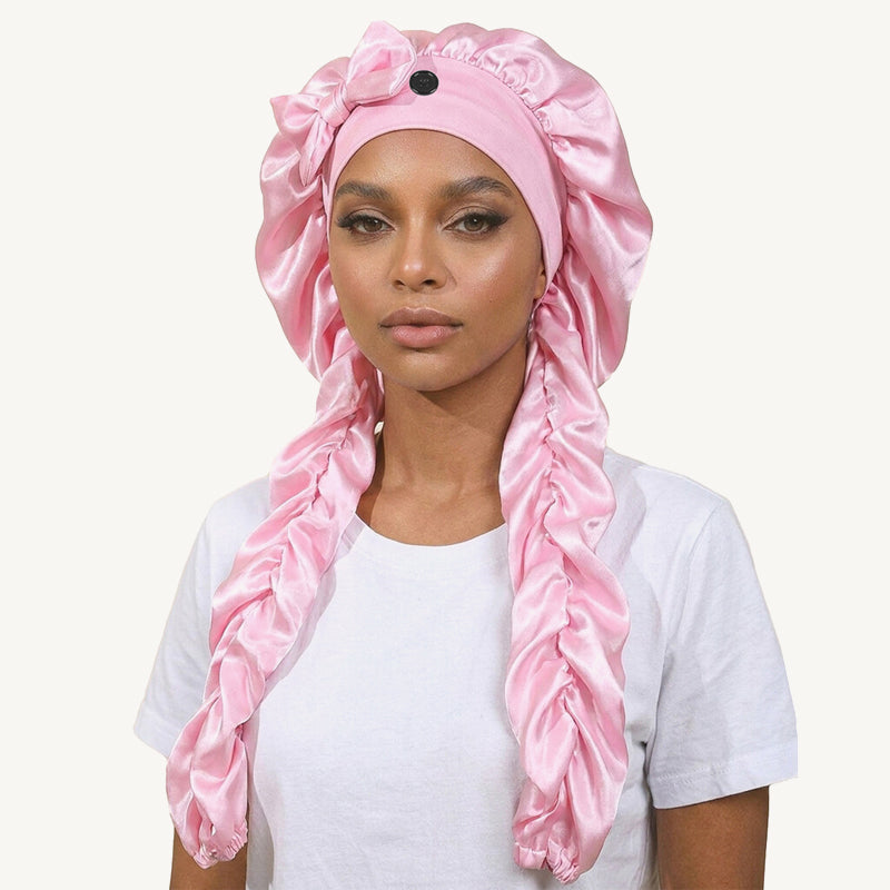 ✨Bonnet de nuit en soie antidérapant avec nœud papillon❤️Parfait pour une bonne nuit de sommeil