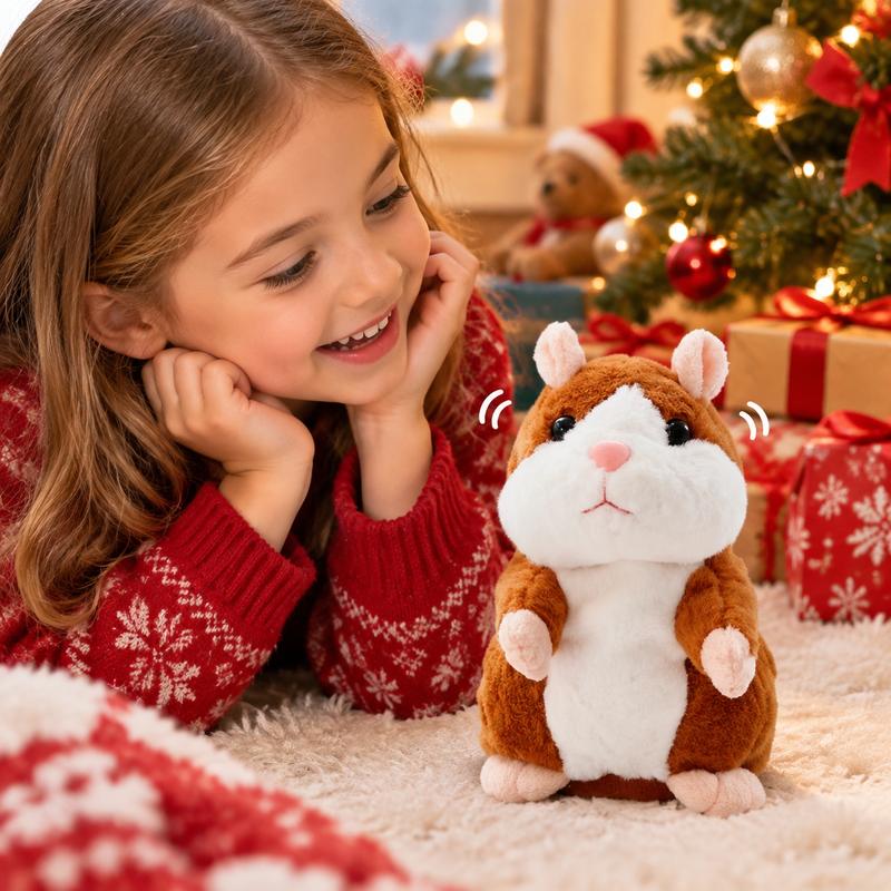 🐹 Peluche hamster parlante – répète les sons et bouge ! 3 couleurs + édition de Noël (15 cm) ✨🎄
