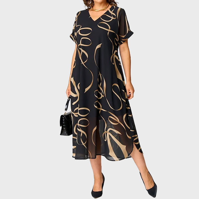 🌸Printtikuvioinen V-Aukkoinen Rento Mekko