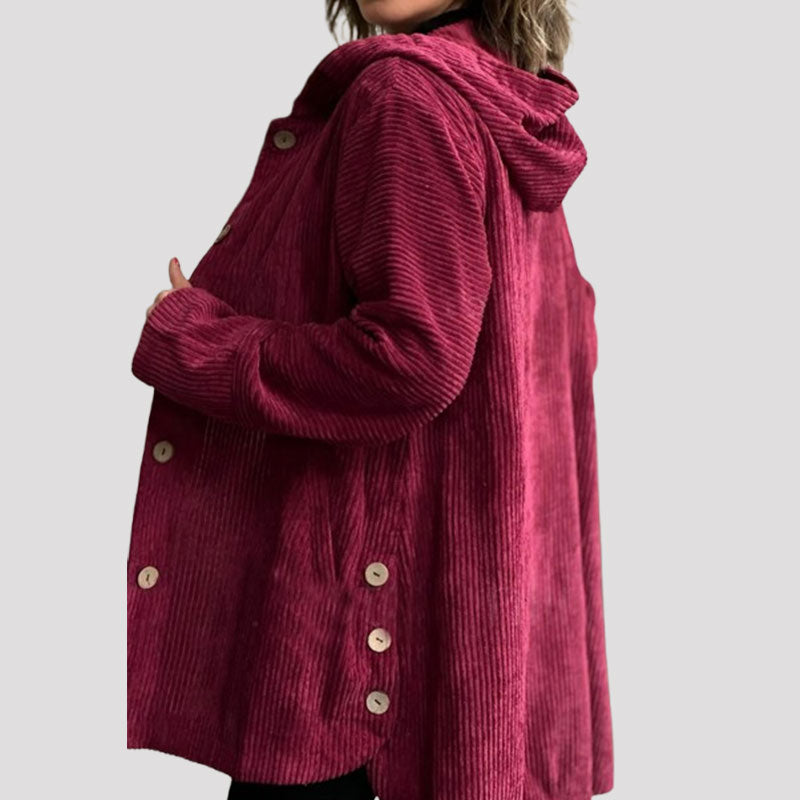 🍂 Veste velours informelle à capuche pour l'automne 🧥