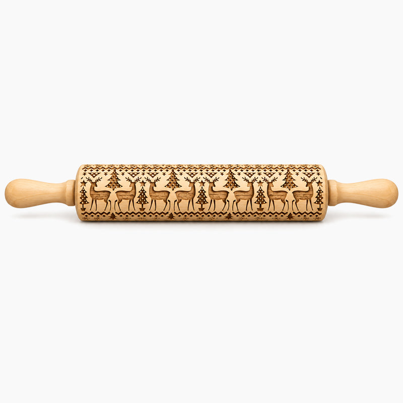 🎄🎨 Rouleau à pâtisserie gravé renne et bonhomme en pain d'épices — un simple geste, et vos biscuits se parent de motifs festifs