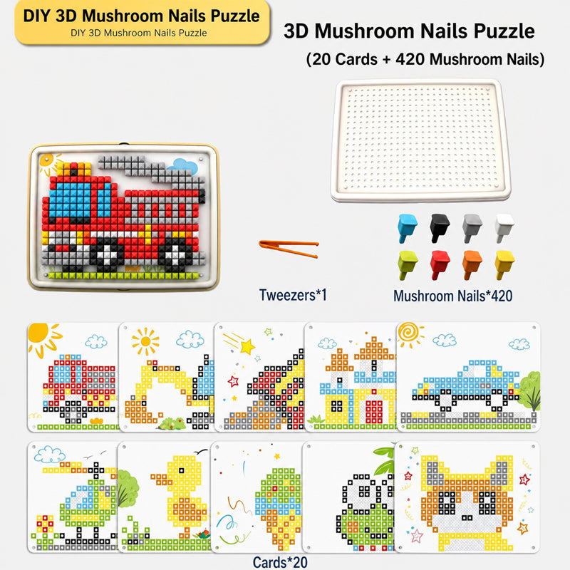 🎨Puzzle champignon à picots pour enfants--Cadeau créatif de construction et de reconnaissance des couleurs