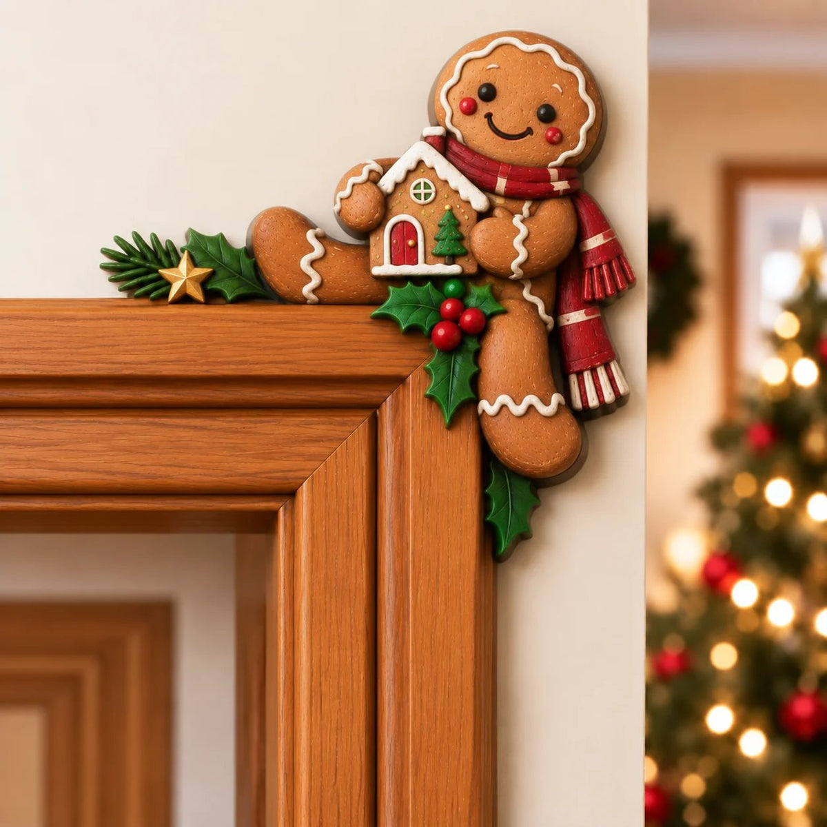 🎅 Décor de coin de porte Père Noël qui dépasse｜8 personnages pour une entrée pleine de malice