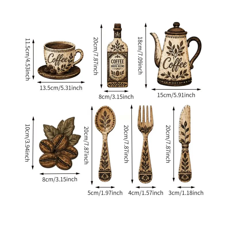 ☕Décoration Murale 7 Pièces en Bois Style Coin Café✨