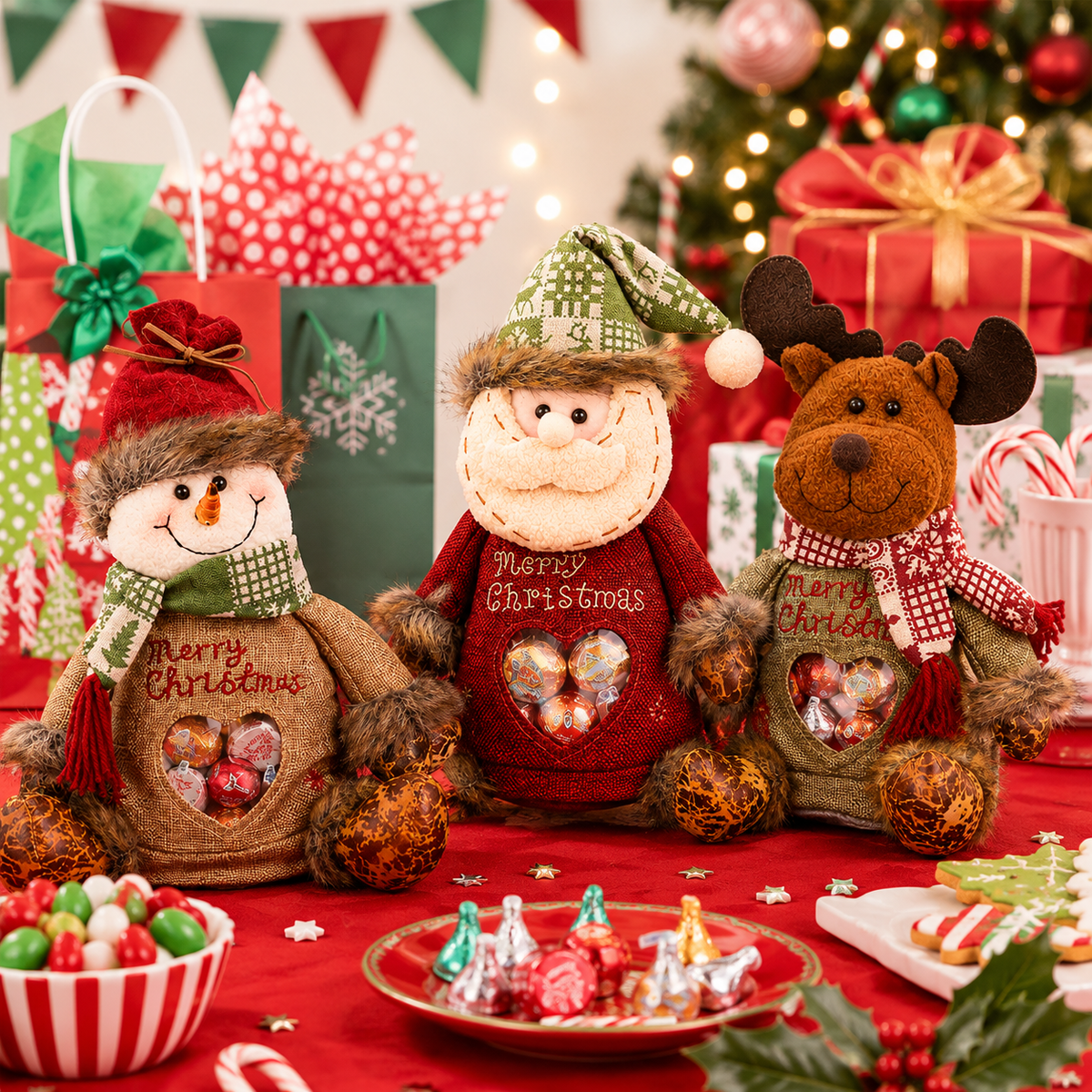 🎄🎁 Sacs‑cadeaux de Noël – réutilisables, spacieux, pour une magie festive