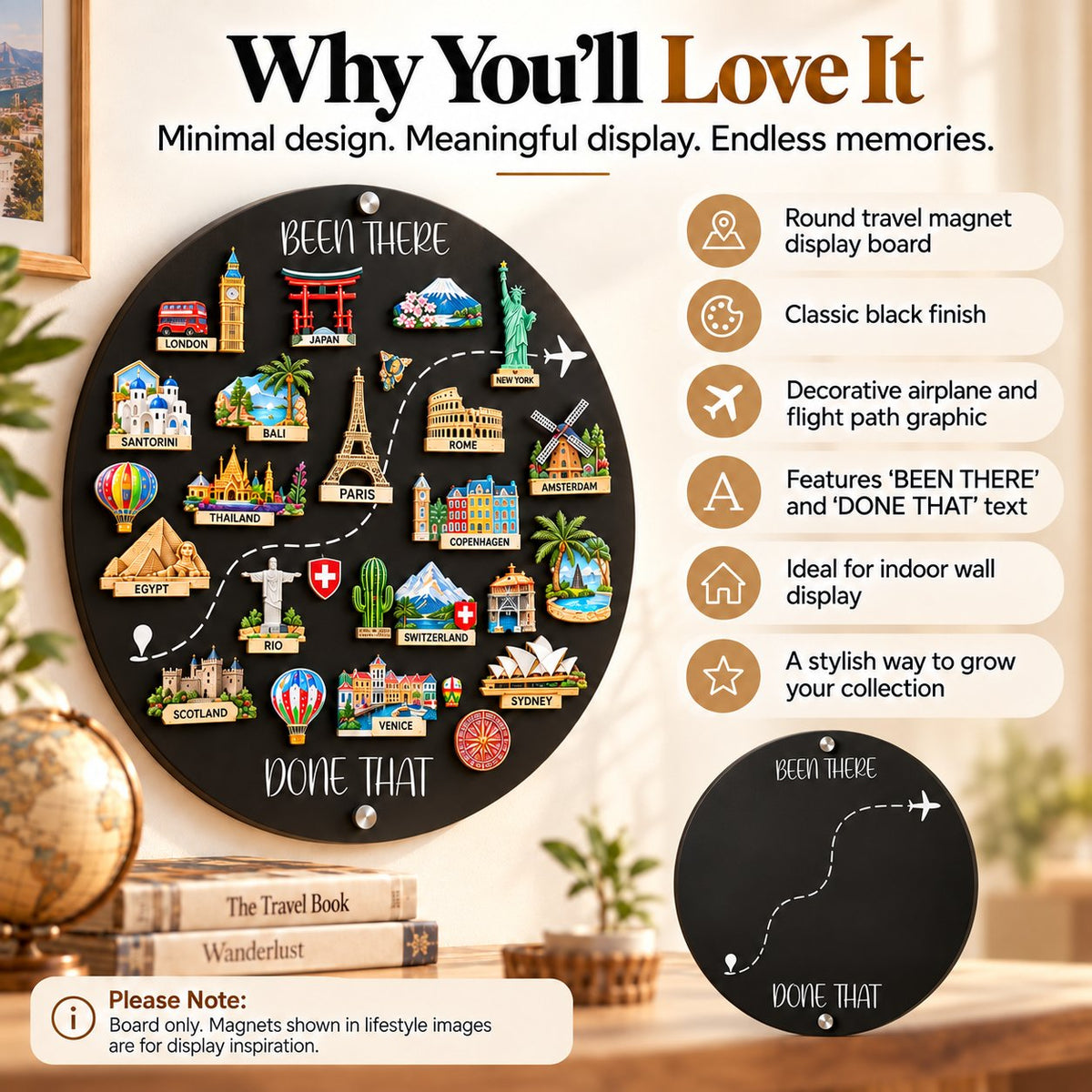 🌍✨ Tableau d’affichage pour aimants de voyage – 💕transformez vos destinations en mur de souvenirs