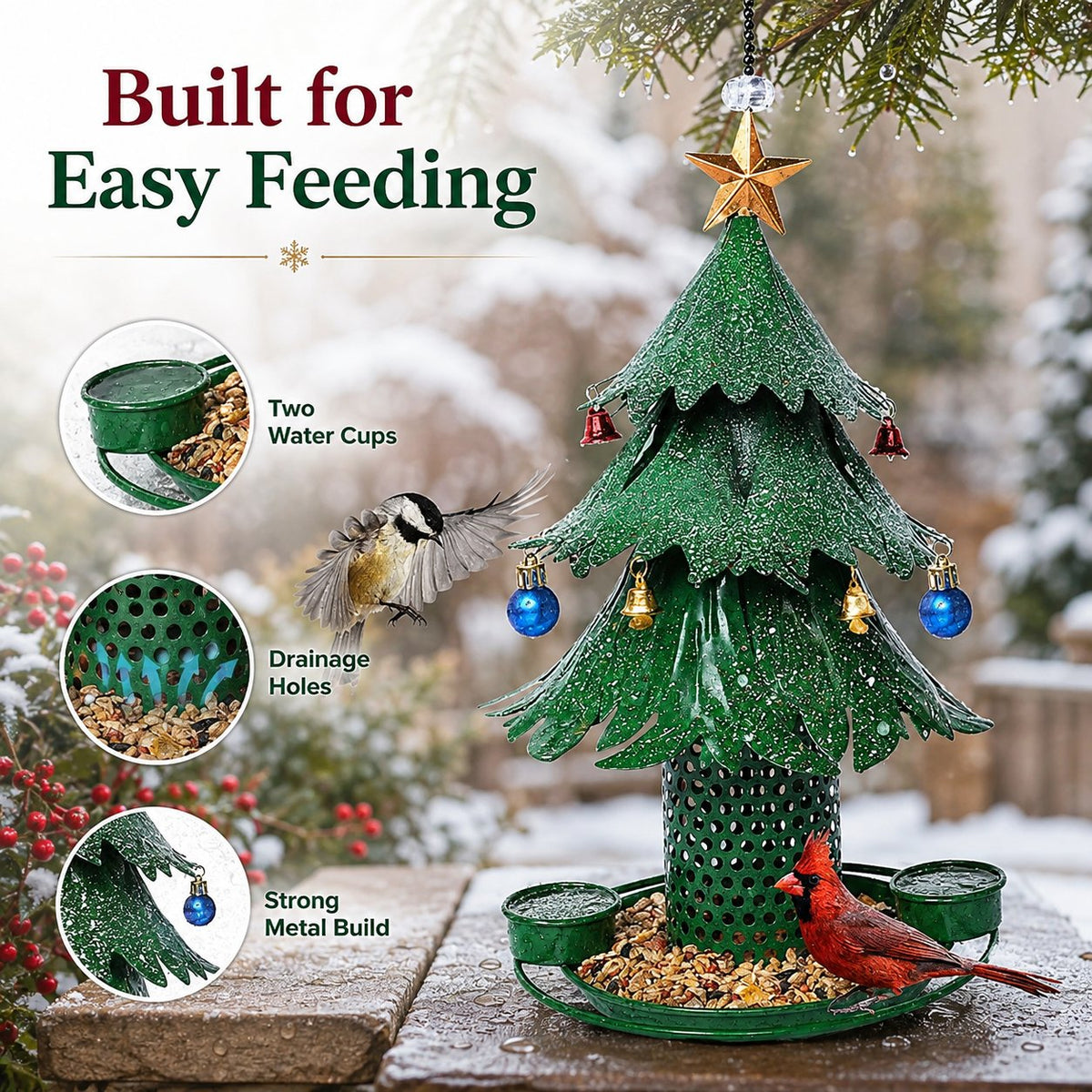 🎄 Mangeoire Arbre de Noël — Attirez les oiseaux sauvages dans votre jardin ! ✨🕊️