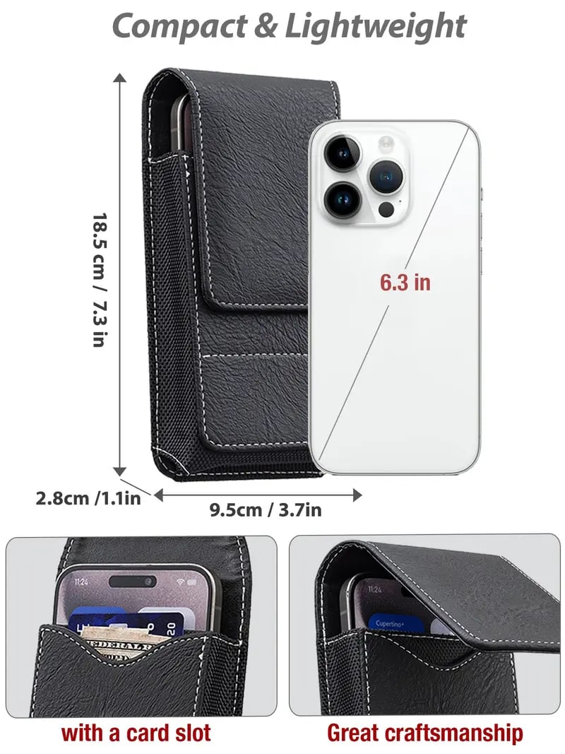 📱Étui de ceinture pour téléphone portable ✨ Étui en cuir multipoches avec porte-cartes