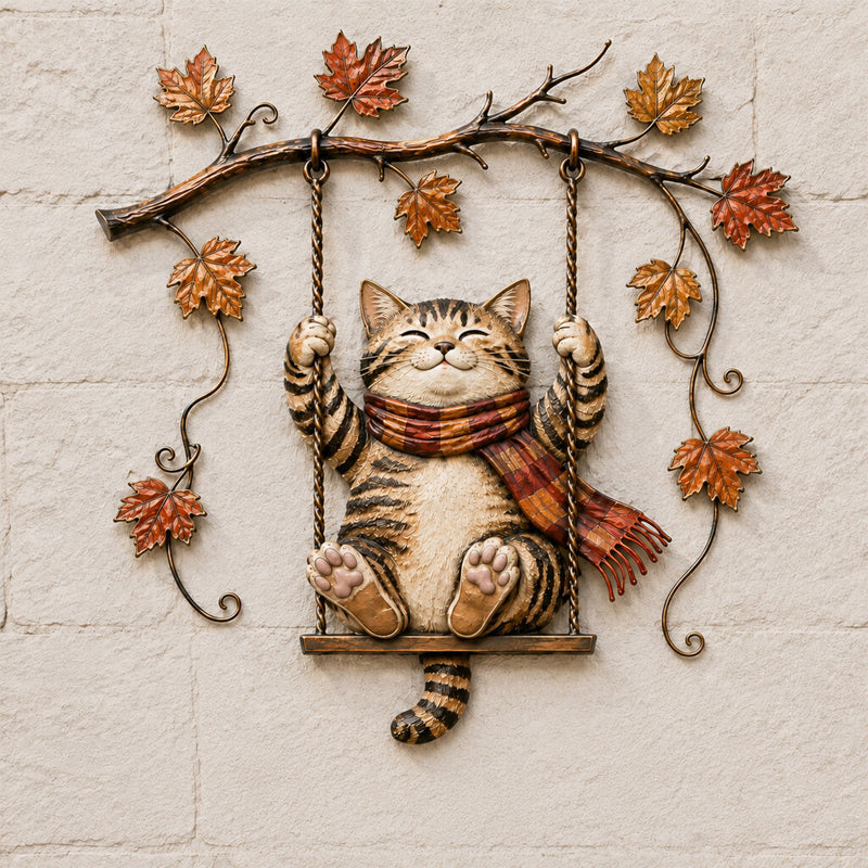 🍂🐱 Décoration murale chat d'automne--accrochez la chaleur de l'automne et un chat plein de charme