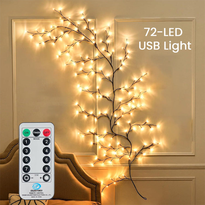 🎄✨ Branche lumineuse LED blanc chaud--transformez un mur vide en coin de Noël chaleureux