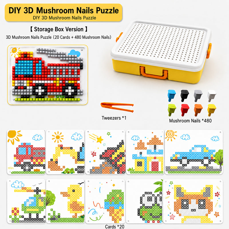 🎨Puzzle champignon à picots pour enfants--Cadeau créatif de construction et de reconnaissance des couleurs