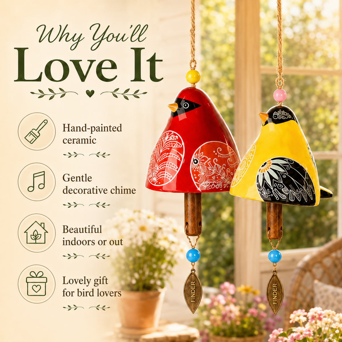 🐦 Oiseaux de jardin à suspendre – Six petites couleurs qui font chanter votre coin de jardin