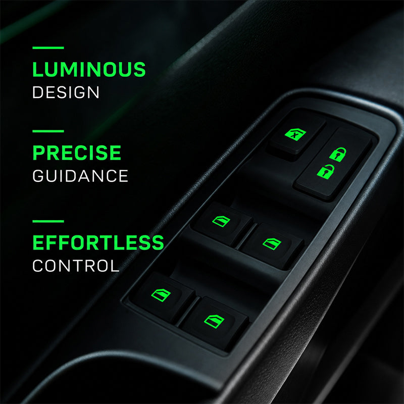 💡Autocollants lumineux pour interrupteur de lève-vitre de voiture - Bouton d'avertissement lumineux de nuit coloré