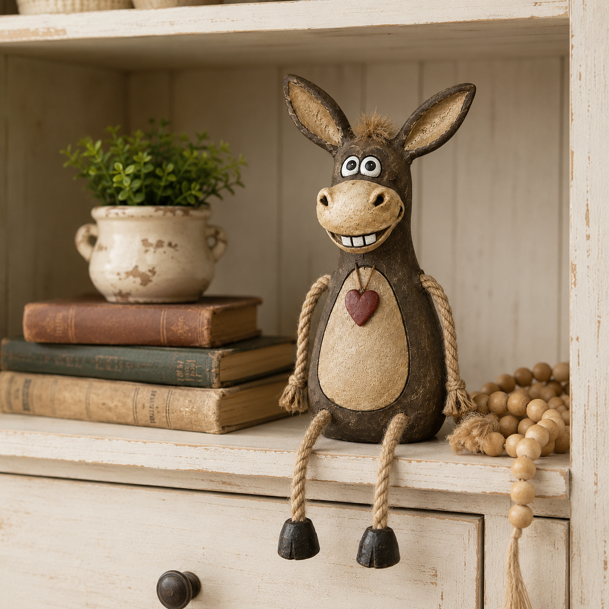 🫏🤎 Statuette d'Âne Rustique — des pattes suspendues pleines de malice pour un sourire au quotidien