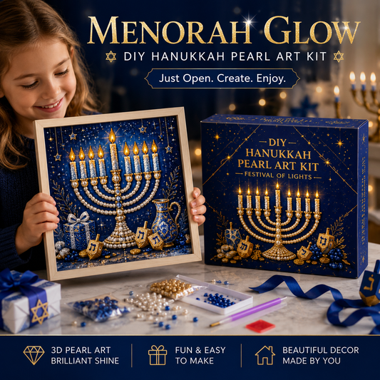 🕎✨ Kit DIY d'art perlé pour Hanoukka — créez ensemble une œuvre lumineuse pour les Huit Nuits de lumière