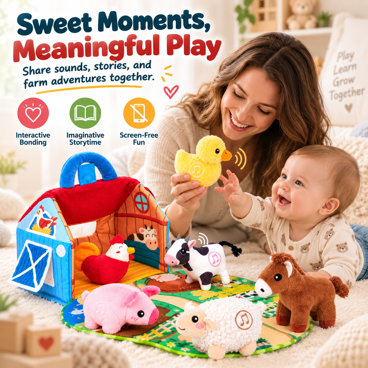 🏠Ferme interactive en peluche – Un petit monde à explorer, encore et encore✨