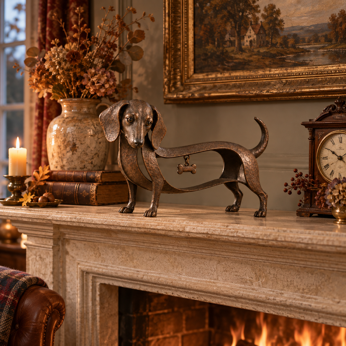 🐾 Sculpture Teckel en Bronze Vintage – Un Symbole Discret de Fidélité, d’Élégance et de Foyer