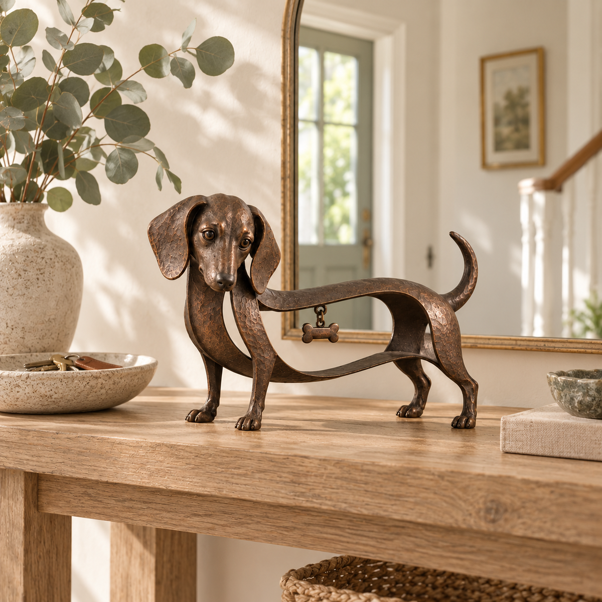 🐾 Sculpture Teckel en Bronze Vintage – Un Symbole Discret de Fidélité, d’Élégance et de Foyer