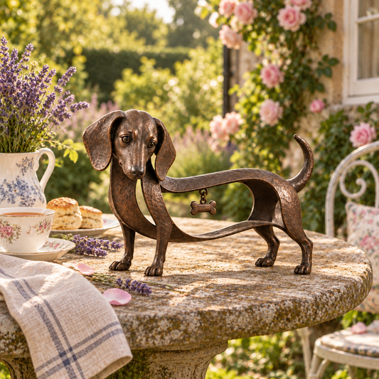 🐾 Sculpture Teckel en Bronze Vintage – Un Symbole Discret de Fidélité, d’Élégance et de Foyer