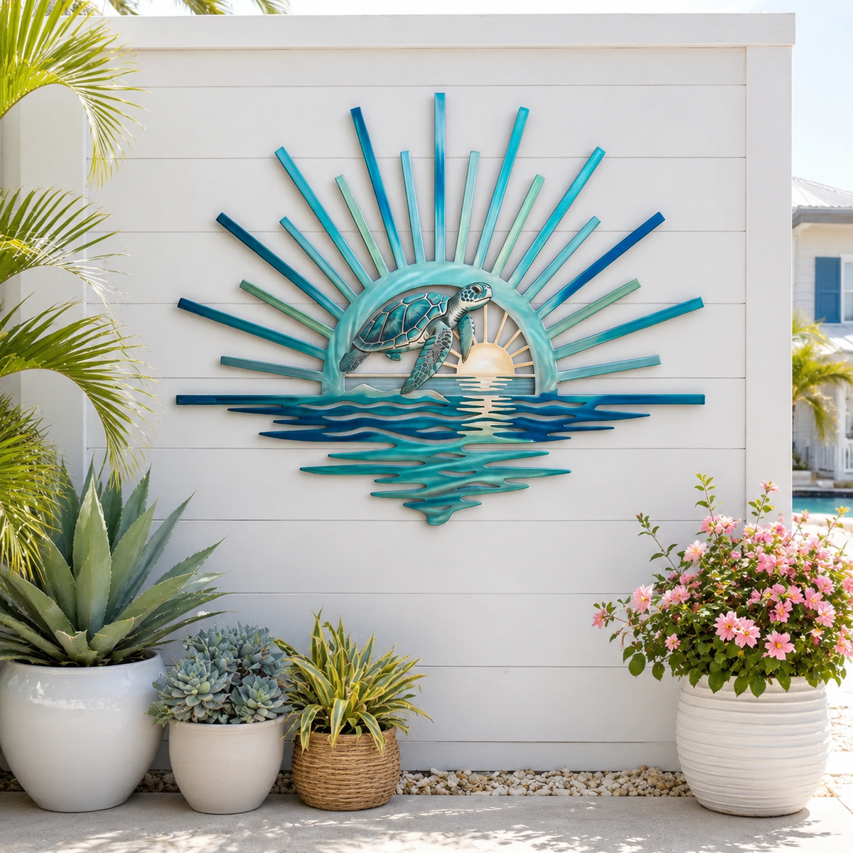 🌊 Décoration murale en métal « La légende des marées du coucher de soleil » : Décoration inspirée du coucher de soleil sur l’océan ! 🌅