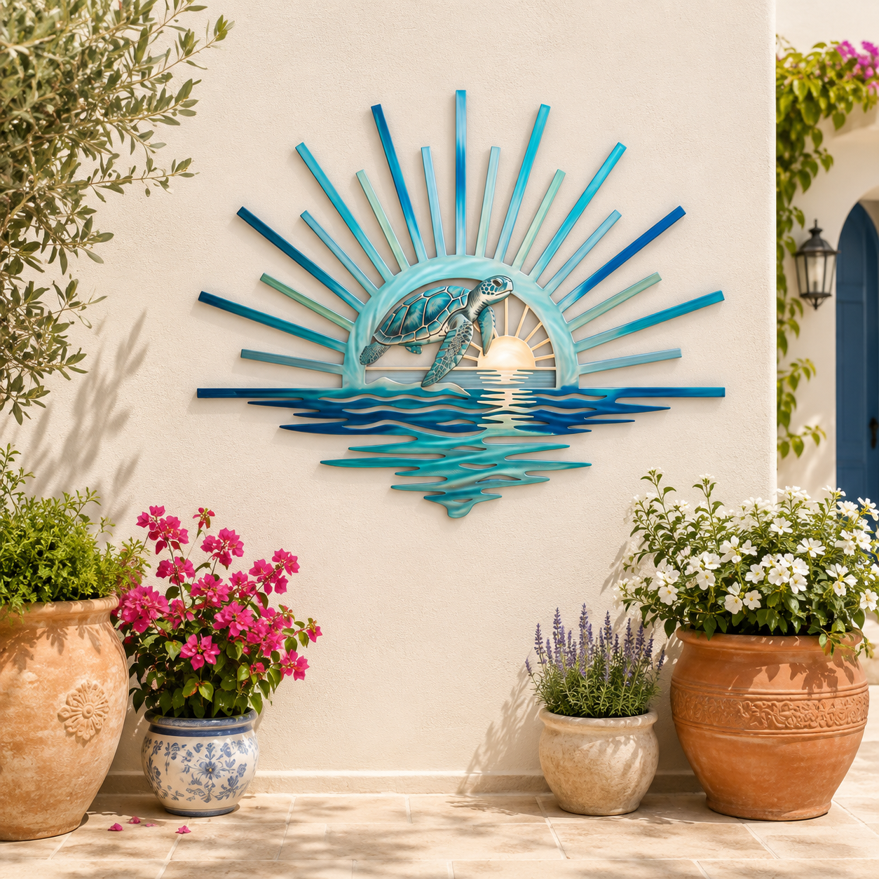 🌊 Décoration murale en métal « La légende des marées du coucher de soleil » : Décoration inspirée du coucher de soleil sur l’océan ! 🌅
